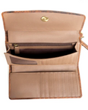 Inside of the Angelstone Wallet in Brown and White in a white backdrop.