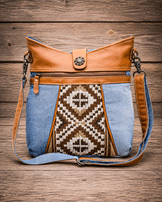 Sofia Mia Denim Rug Crossbody Bag by Myra Bag