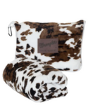 Wrangler Tri-Color Cowhide Travel Blanket shown on white background.
