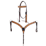 Stock photo of the Floral and Sunflower Tooled Breast Collar and Headstall.
