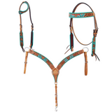 Stock photo of the Painted Cactus Breast Collar, One Ear Headstall, and Browband Headstall.