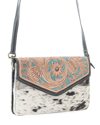 Pelagic Hair-On Leather Crossbody Wallet by Myra Bag