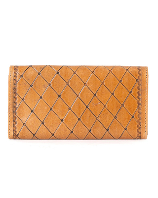 Brown Garden Tooled Leather Wallet by Myra Bag