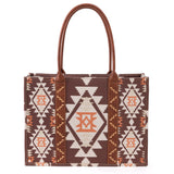 Wrangler Southwestern Pattern Dual Sided Print Canvas Wide Tote - Coffee