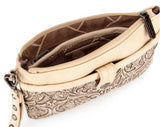 Wrangler Vintage Floral Tooled Collection Crossbody - Tan