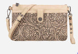 Wrangler Vintage Floral Tooled Collection Crossbody - Tan