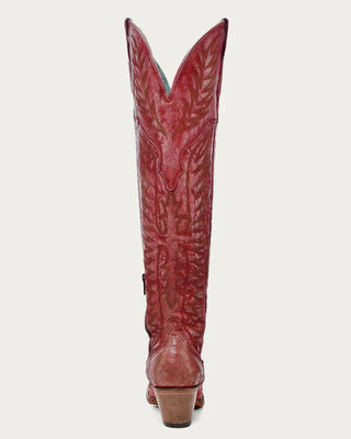 Scarlet Reign Tall Embroidered J Toe Boots in Distressed Red by Corral Boots