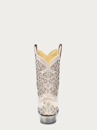 Ivory Reverie Crystal Square Toe Boots in White by Corral Boots