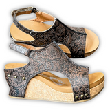Isabella Tooled Wedge in Chocolate by Very G