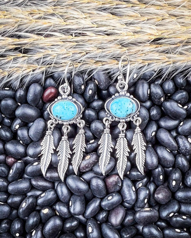 Abey Genuine Turquoise Fringe Earrings - Jewelry - Sowell Jewelry - Bronco Western Supply Co.