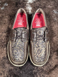 Adrienne Twisted X Boat Shoe Driving Moc - Brown & Embossed Flower - Women's Shoes - Twisted X - Bronco Western Supply Co.