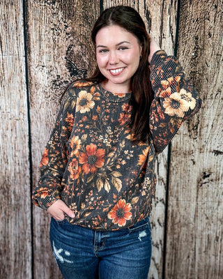 Amber Blossom Ribbed Sweater Top by Sterling Kreek – Shirts & Tops from Bronco Western Supply Co.