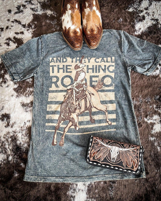 And They Call The Thing Rodeo Graphic Tee - Gray – Apparel from Bronco Western Supply Co.
