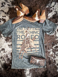 And They Call The Thing Rodeo Graphic Tee - Gray - Apparel - Lotus Fashion - Bronco Western Supply Co.