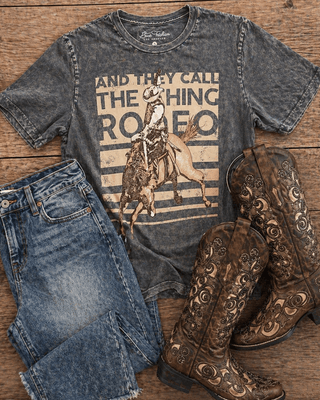 And They Call The Thing Rodeo Graphic Tee - Gray – Apparel from Bronco Western Supply Co.