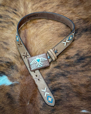 Aquila Southwestern Leather Belt in Tan by Hooey – Apparel from Bronco Western Supply Co.