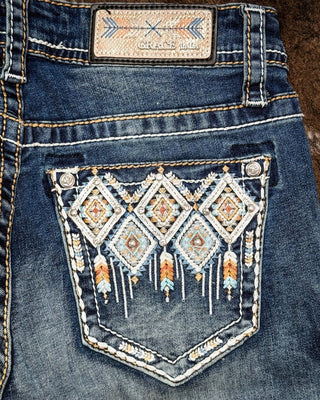 Arielle Aztec Easy Bootcut Jeans in Medium Wash by Grace in LA – Apparel from Bronco Western Supply Co.