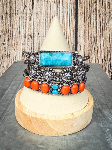 Arizona Stackable Fashion Stretch Bracelet - Jewelry - Blue Tortoise - Bronco Western Supply Co.