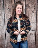 Arroyo Aztec Button Down Shacket – Black, Rust & Cream - Apparel - Lucky & Blessed - Bronco Western Supply Co.