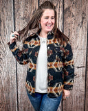 Arroyo Aztec Button Down Shacket – Black, Rust & Cream - Apparel - Lucky & Blessed - Bronco Western Supply Co.