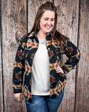 Arroyo Aztec Button Down Shacket – Black, Rust & Cream - Apparel - Lucky & Blessed - Bronco Western Supply Co.