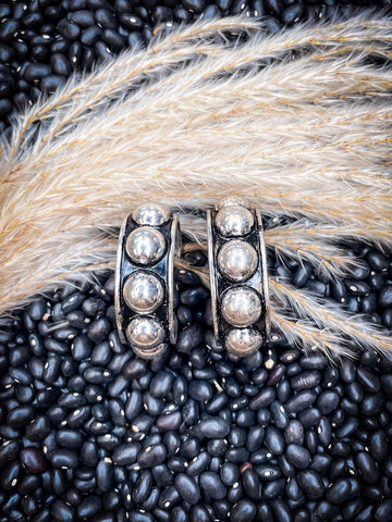 Austin Bubble Stud Hoop Fashion Earring - Silver - Jewelry - Blue Tortoise - Bronco Western Supply Co.