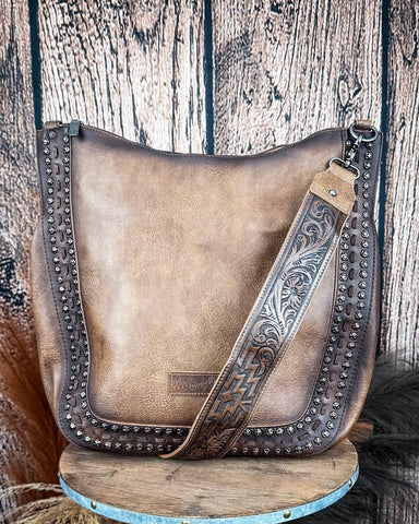 Ava Concealed Carry Tooled Shoulder Bag in Coffee by Wrangler - Purses & Wallets - Montana West - Bronco Western Supply Co.
