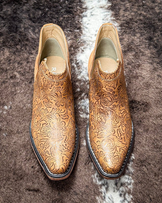 Ava Embossed Bootie in Tan by Roper – Women's Shoes from Bronco Western Supply Co.