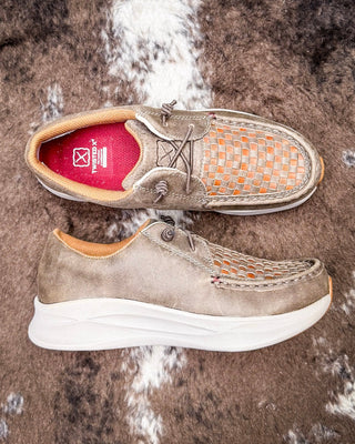 Avery Twisted X Feather X Slip - On Shoe - Taupe and Brown Multi – Women's Shoes from Bronco Western Supply Co.