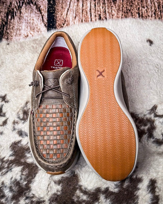 Avery Twisted X Feather X Slip - On Shoe - Taupe and Brown Multi – Women's Shoes from Bronco Western Supply Co.