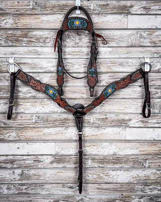 Beaded Cactus Breast Collar and Headstall - Pieces Sold Separate – Horse Tack from Bronco Western Supply Co.