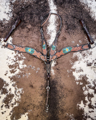 Beaded Cactus Breast Collar and Headstall - Pieces Sold Separate – Horse Tack from Bronco Western Supply Co.