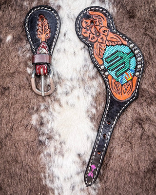 Beaded Cactus Ladies Spur Straps – Spur Straps from Bronco Western Supply Co.