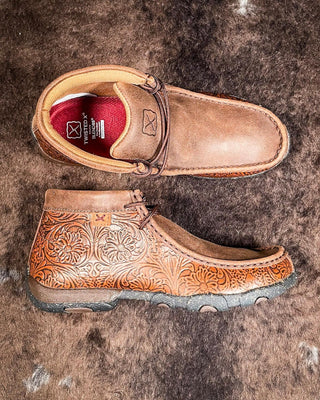 Bella Twisted X Chukka Driving Moc - Brown & Tooled Brown – Women's Shoes from Bronco Western Supply Co.