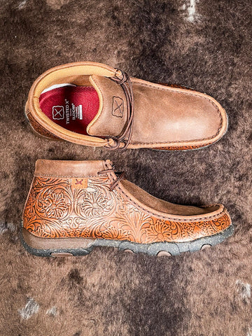 Bella Twisted X Chukka Driving Moc - Brown & Tooled Brown - Women's Shoes - Twisted X - Bronco Western Supply Co.