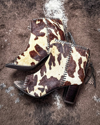 Betsy Cow Print Heel in Brown by Roper – Women's Shoes from Bronco Western Supply Co.