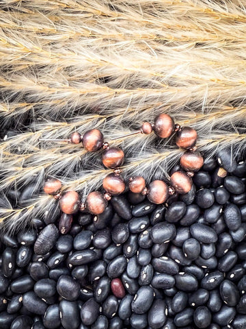 Betsy Navajo Style Pearl Fashion Semi Hoops - Copper - Jewelry - Blue Tortoise - Bronco Western Supply Co.