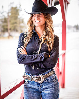 Black Breathe Lightweight Jersey Pullover Button Up by Cowgirl Tuff – Apparel from Bronco Western Supply Co.