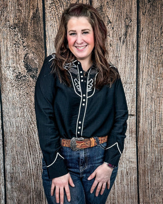 Blackwood Pearl Snap Western Shirt in Black by Lucky and Blessed – Apparel from Bronco Western Supply Co.