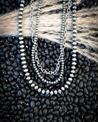 Blaze Navajo Style Pearl Layer Necklace - Natural - Faux Navajo Pearls - Bronco Western Supply Co.