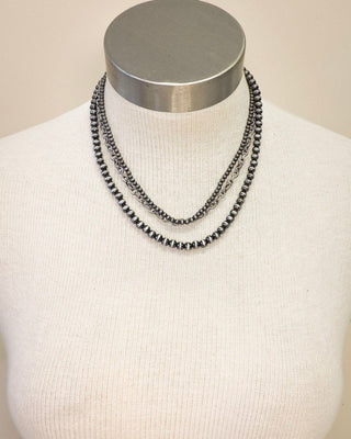 Blaze Navajo Style Pearl Layer Necklace - Natural - Faux Navajo Pearls - Bronco Western Supply Co.