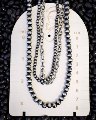 Blaze Navajo Style Pearl Layer Necklace - Natural - Faux Navajo Pearls - Bronco Western Supply Co.