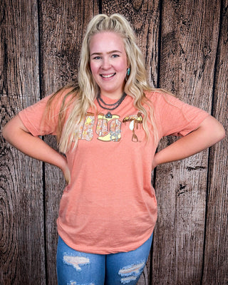 Blooming Cowgirl Essentials Graphic Tee - Coral – Shirts & Tops from Bronco Western Supply Co.