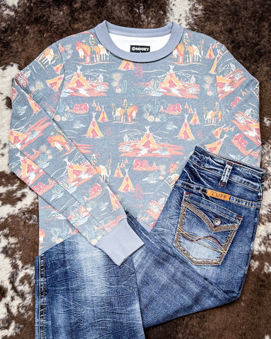 Blue Stallion Hooey Ladies Crew Sweatshirt - Apparel - Hooey - Bronco Western Supply Co.