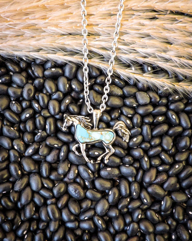 Bluebelle Horse Pendant Fashion Necklace - Jewelry - Blue Tortoise - Bronco Western Supply Co.