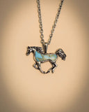 Bluebelle Horse Pendant Fashion Necklace - Jewelry - Blue Tortoise - Bronco Western Supply Co.