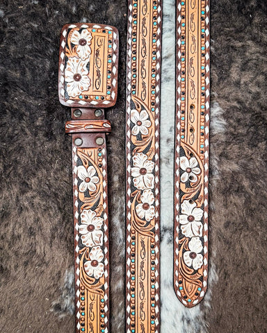 Bluff and Bloom Leather Belt - Apparel - American Darling - Bronco Western Supply Co.