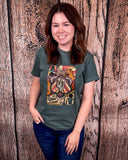 Boho Wild Card Graphic Tee - Green - Shirts & Tops - The Branded Blue Roan - Bronco Western Supply Co.