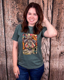 Boho Wild Card Graphic Tee - Green - Shirts & Tops - The Branded Blue Roan - Bronco Western Supply Co.