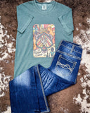 Boho Wild Card Graphic Tee - Green - Shirts & Tops - The Branded Blue Roan - Bronco Western Supply Co.